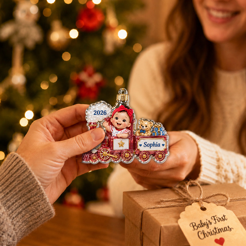 Merry Christmas - Personalized Kid Custom Shape Glass Ornament