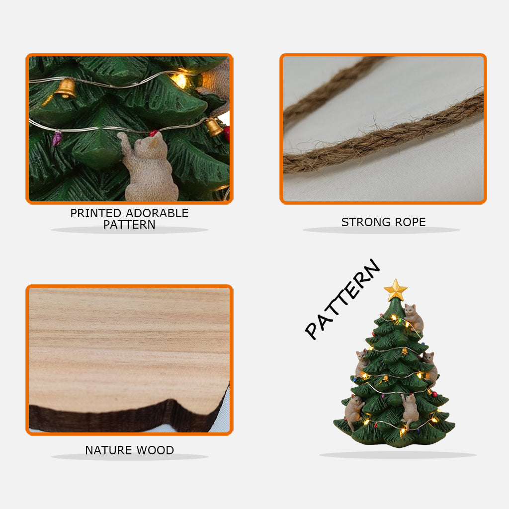 Weihnachtsbaum für freche Katzen – Personalisiertes Holzschild in Katzenform für Tierliebhaber
