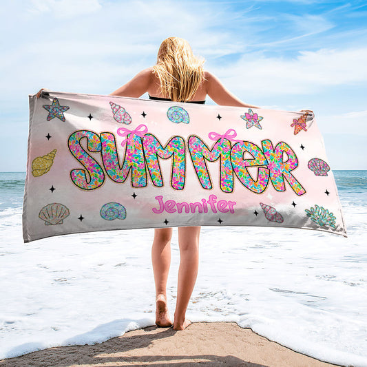 Sommerliches Strandfeeling – Personalisiertes, schnelltrocknendes Strand-/Badetuch für Meeresliebhaber