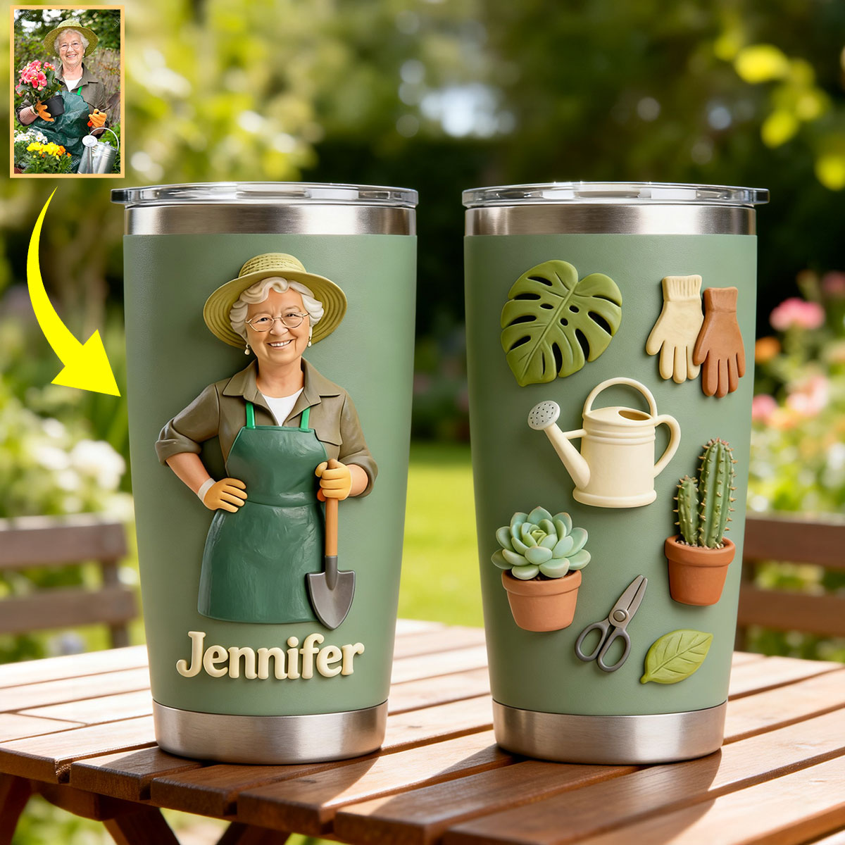 Gobelet de jardinage personnalisé à partir de n'importe quelle photo
