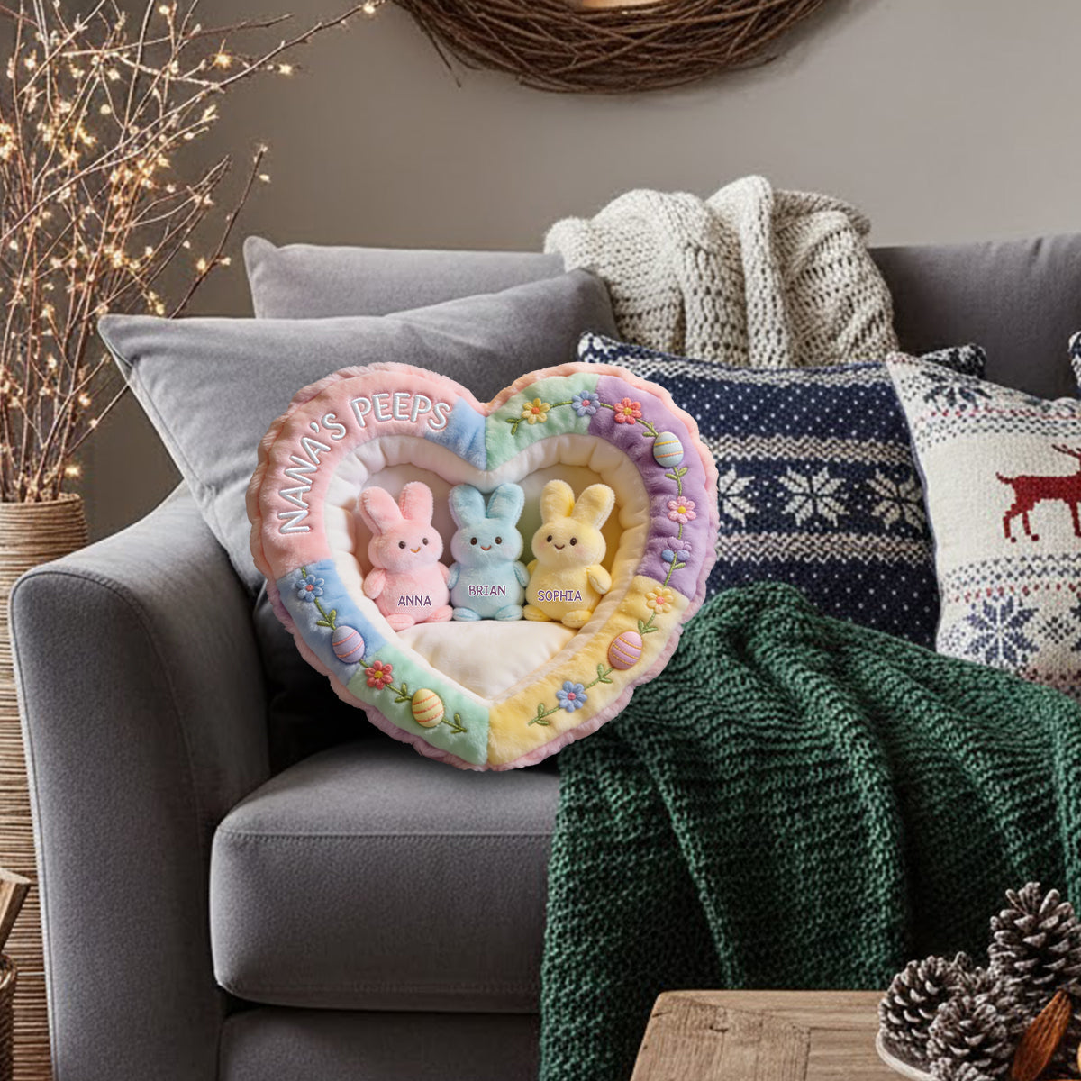 Cadeau idéal pour maman ou grand-mère : coussin personnalisé en fausse fourrure en forme de grand-mère