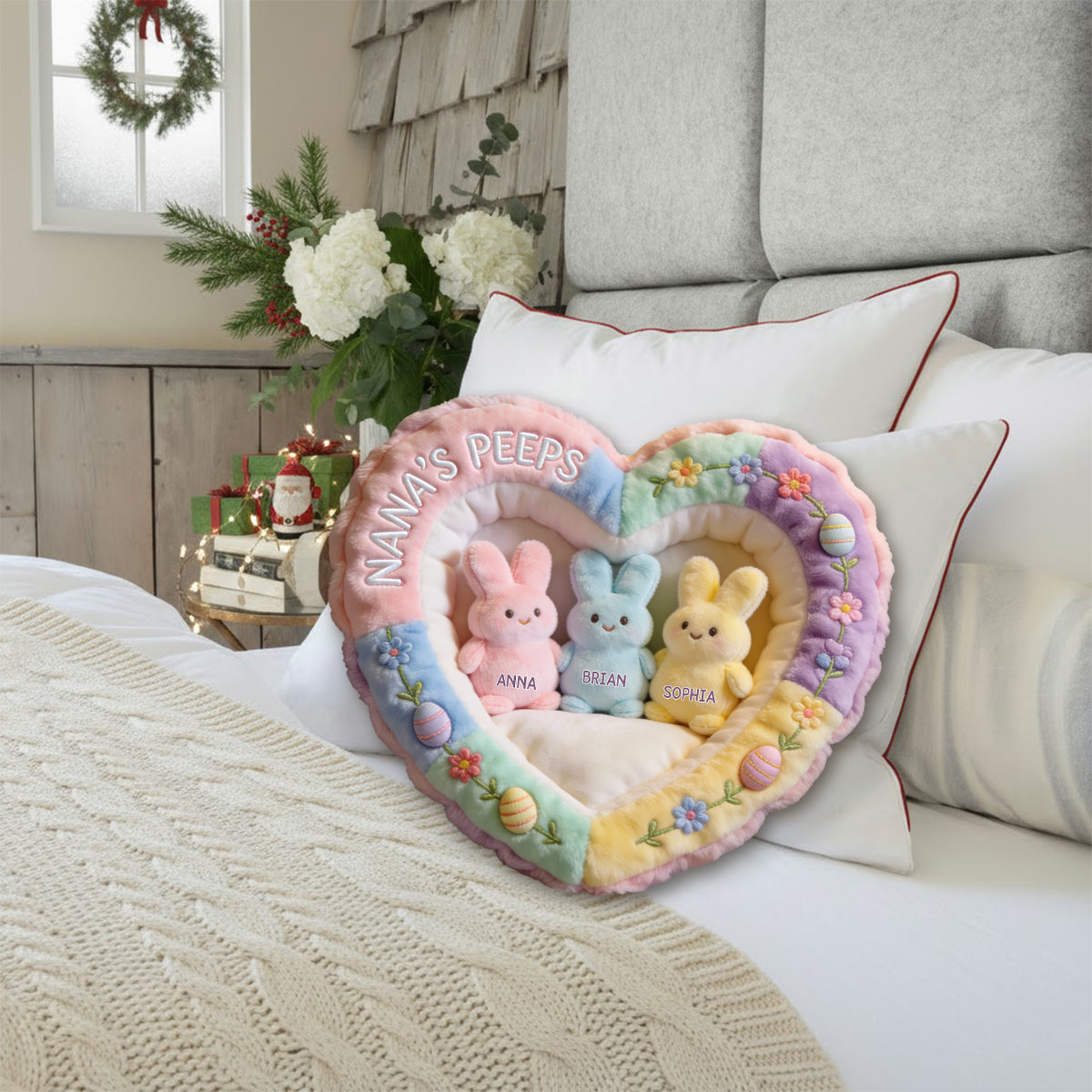Cadeau idéal pour maman ou grand-mère : coussin personnalisé en fausse fourrure en forme de grand-mère