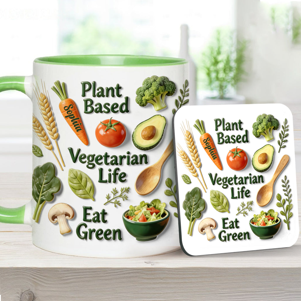 Vie végétarienne - Mug et sous-verre personnalisés avec une touche vétérinaire