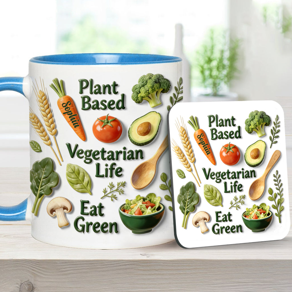 Vie végétarienne - Mug et sous-verre personnalisés avec une touche vétérinaire