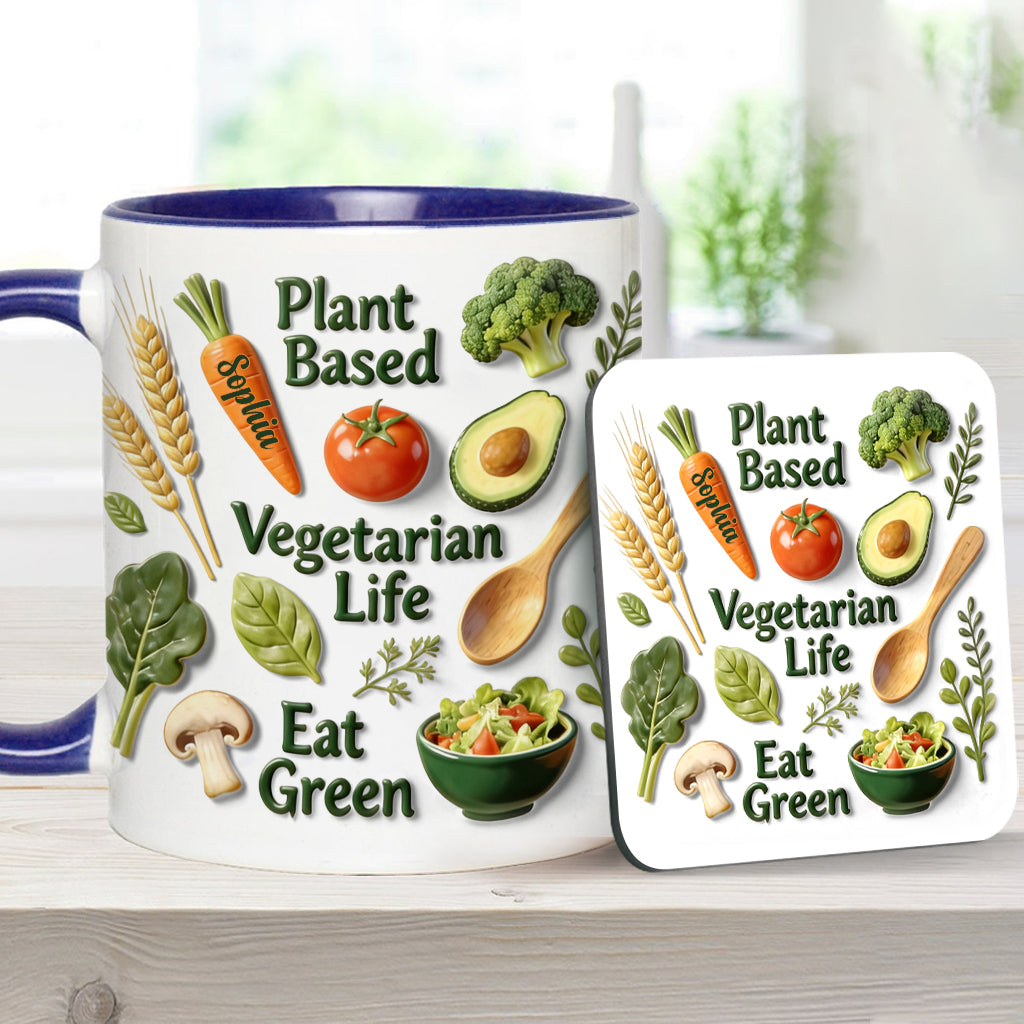 Vie végétarienne - Mug et sous-verre personnalisés avec une touche vétérinaire
