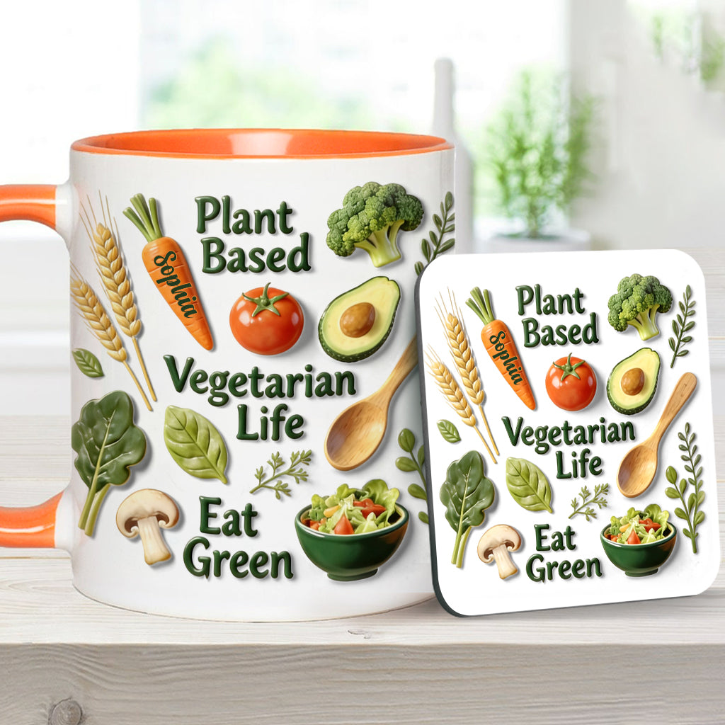 Vie végétarienne - Mug et sous-verre personnalisés avec une touche vétérinaire