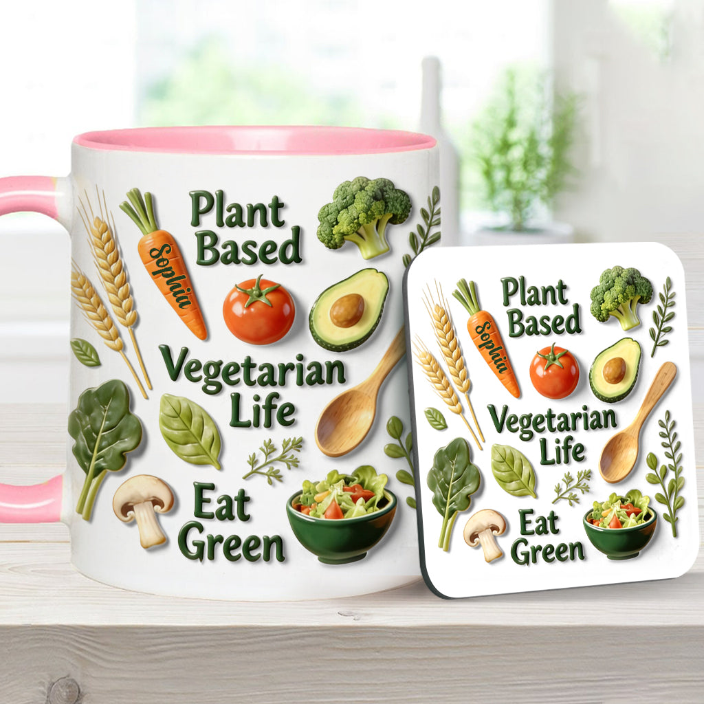 Vie végétarienne - Mug et sous-verre personnalisés avec une touche vétérinaire