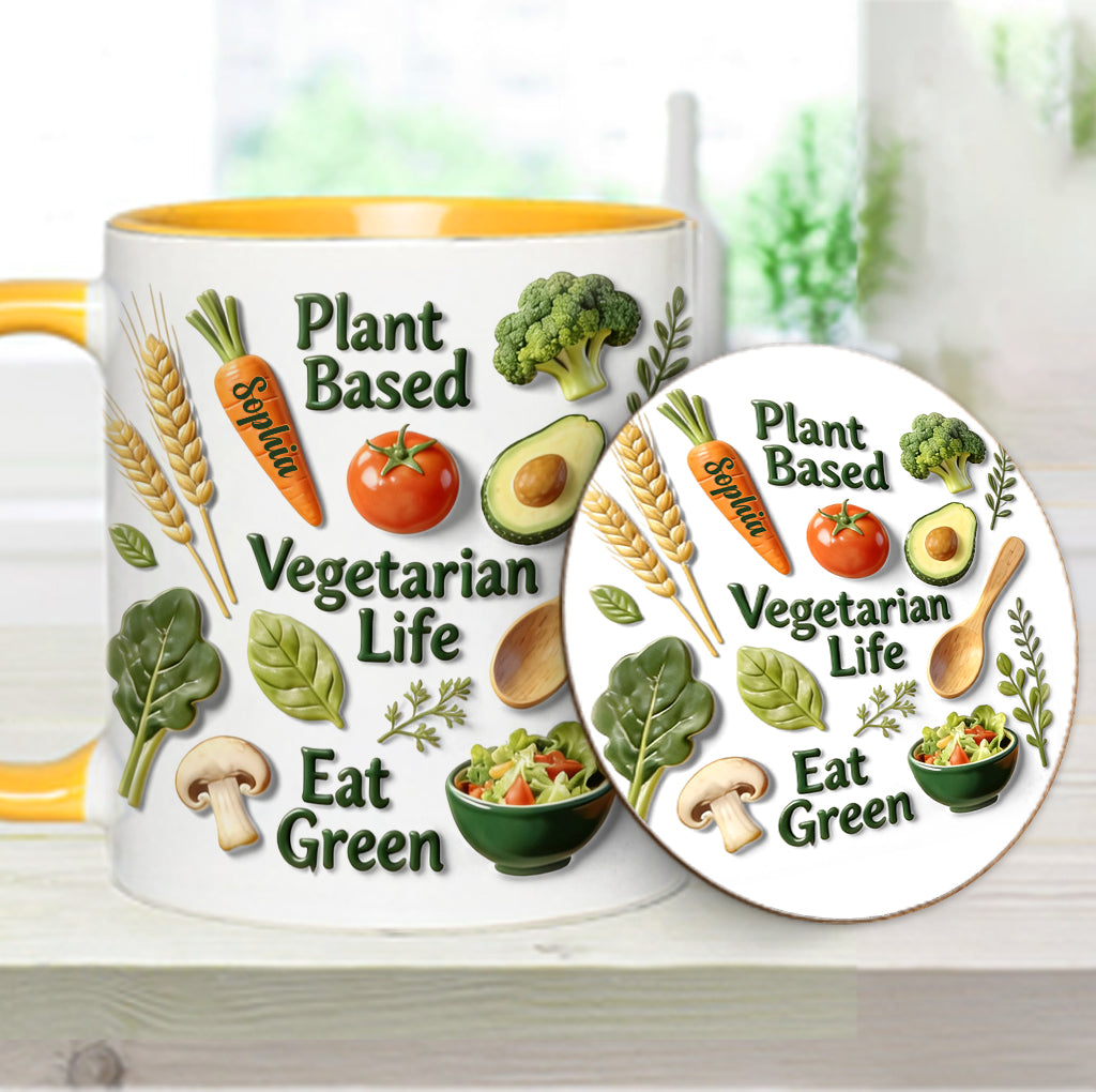Vie végétarienne - Mug et sous-verre personnalisés avec une touche vétérinaire