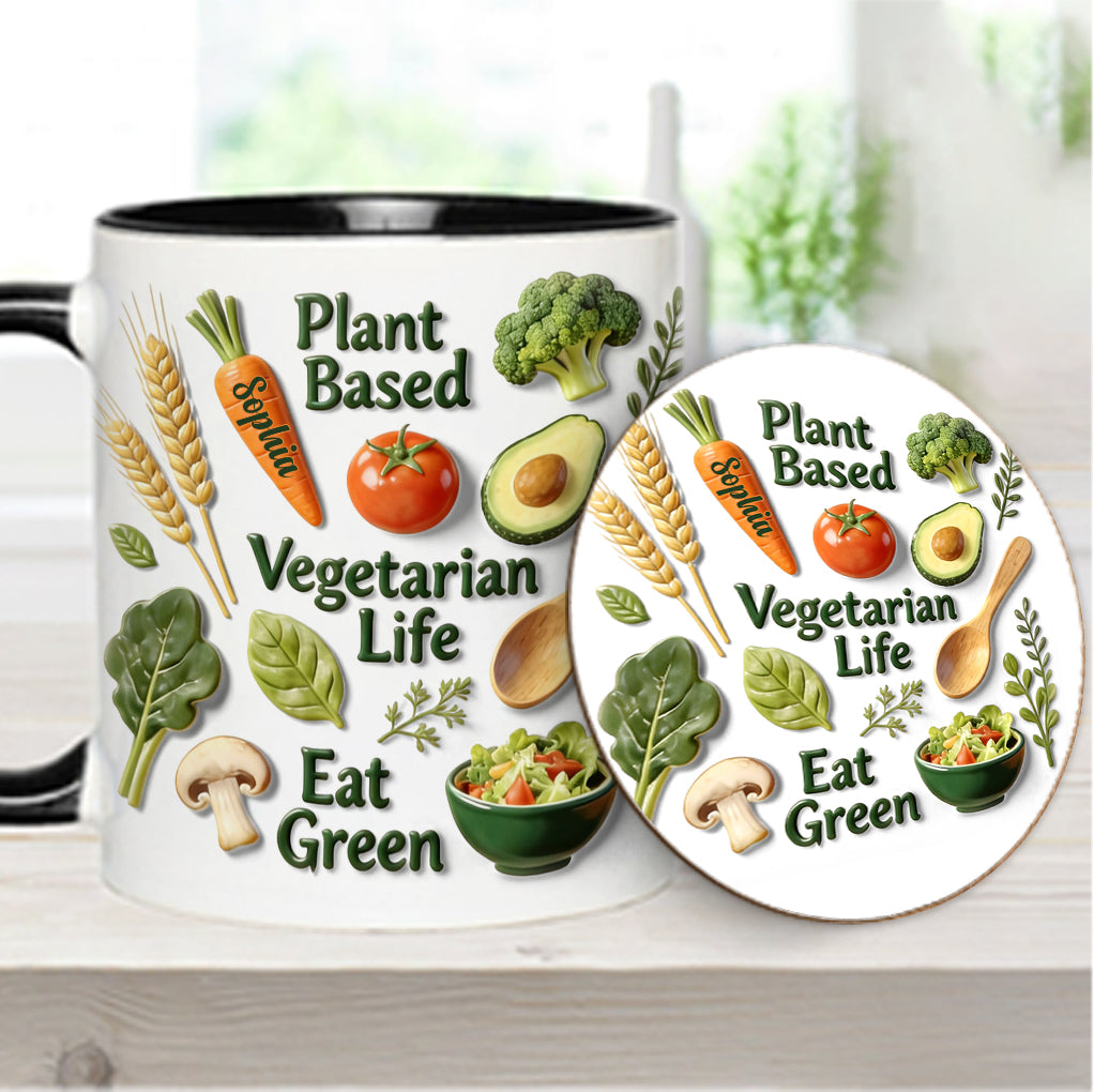 Vie végétarienne - Mug et sous-verre personnalisés avec une touche vétérinaire
