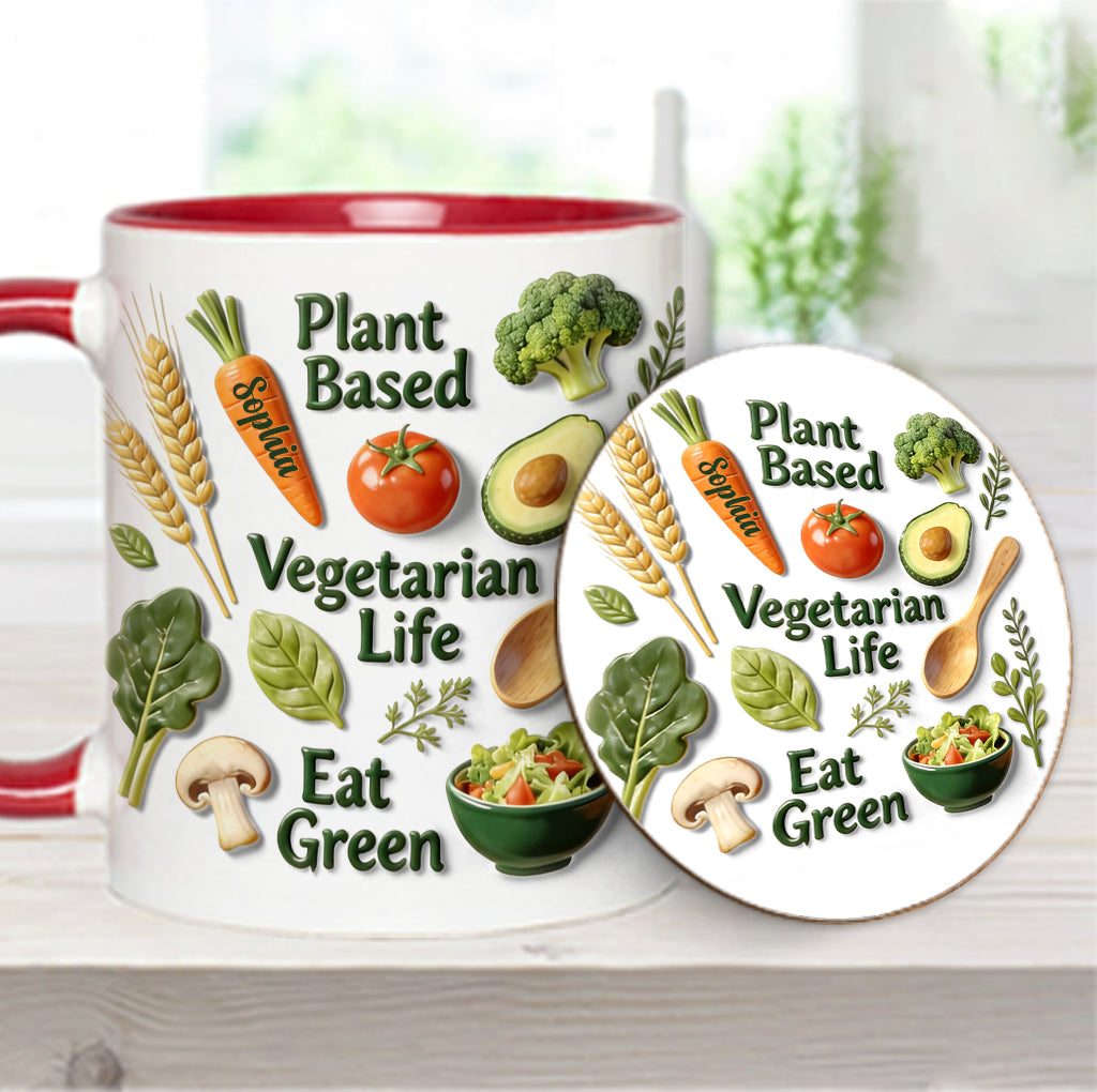 Vie végétarienne - Mug et sous-verre personnalisés avec une touche vétérinaire