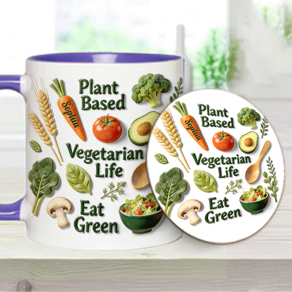 Vie végétarienne - Mug et sous-verre personnalisés avec une touche vétérinaire