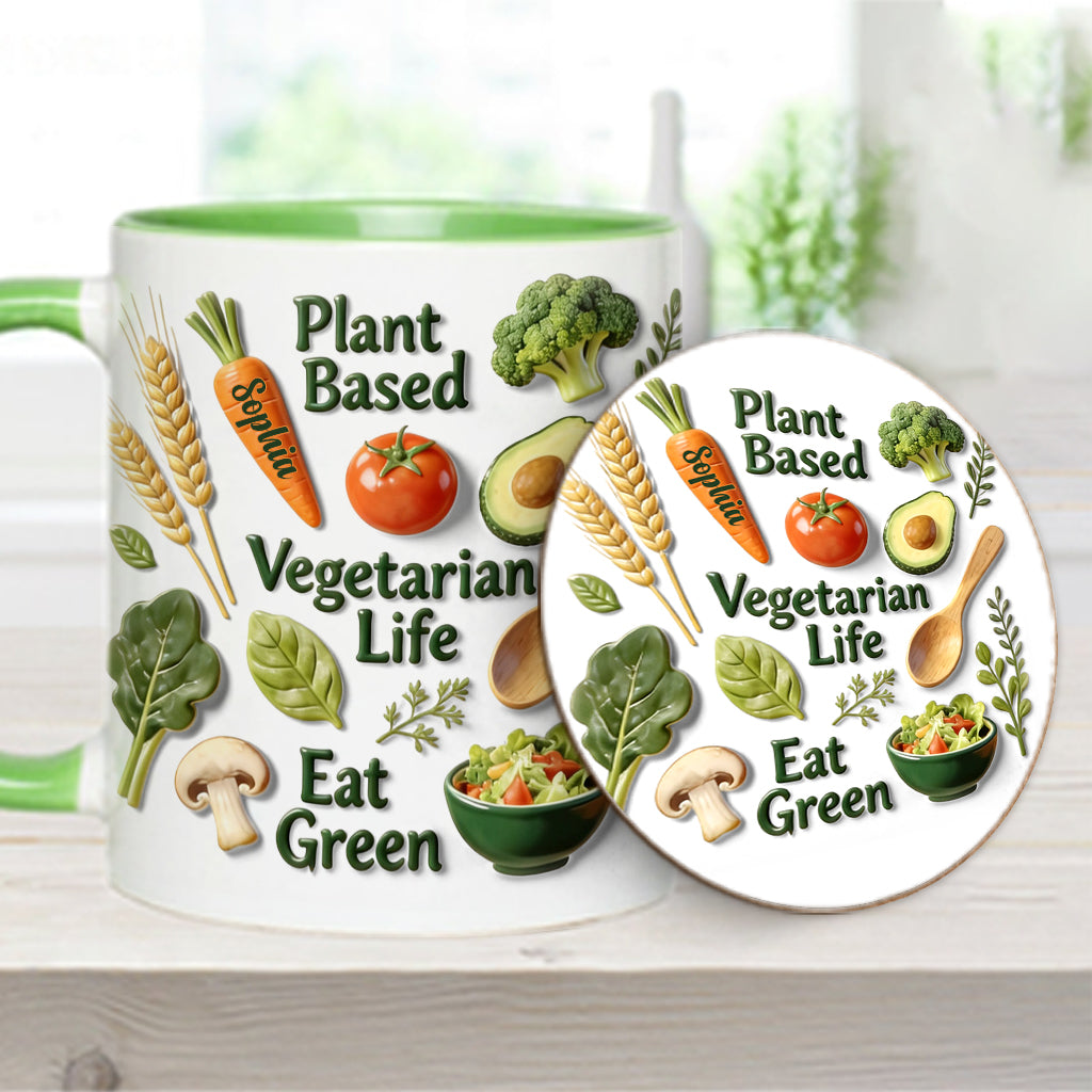 Vie végétarienne - Mug et sous-verre personnalisés avec une touche vétérinaire