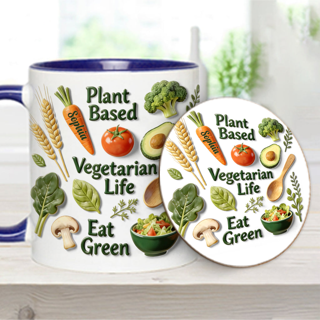 Vie végétarienne - Mug et sous-verre personnalisés avec une touche vétérinaire