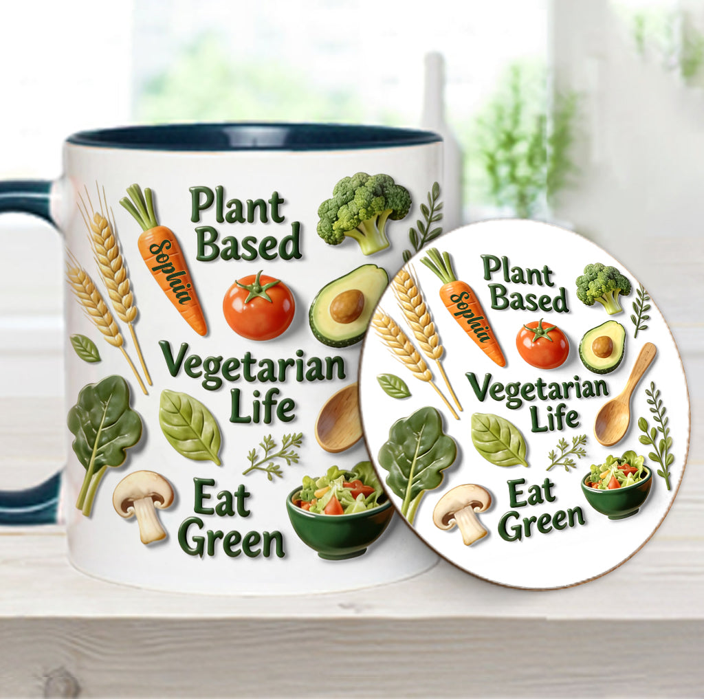 Vie végétarienne - Mug et sous-verre personnalisés avec une touche vétérinaire