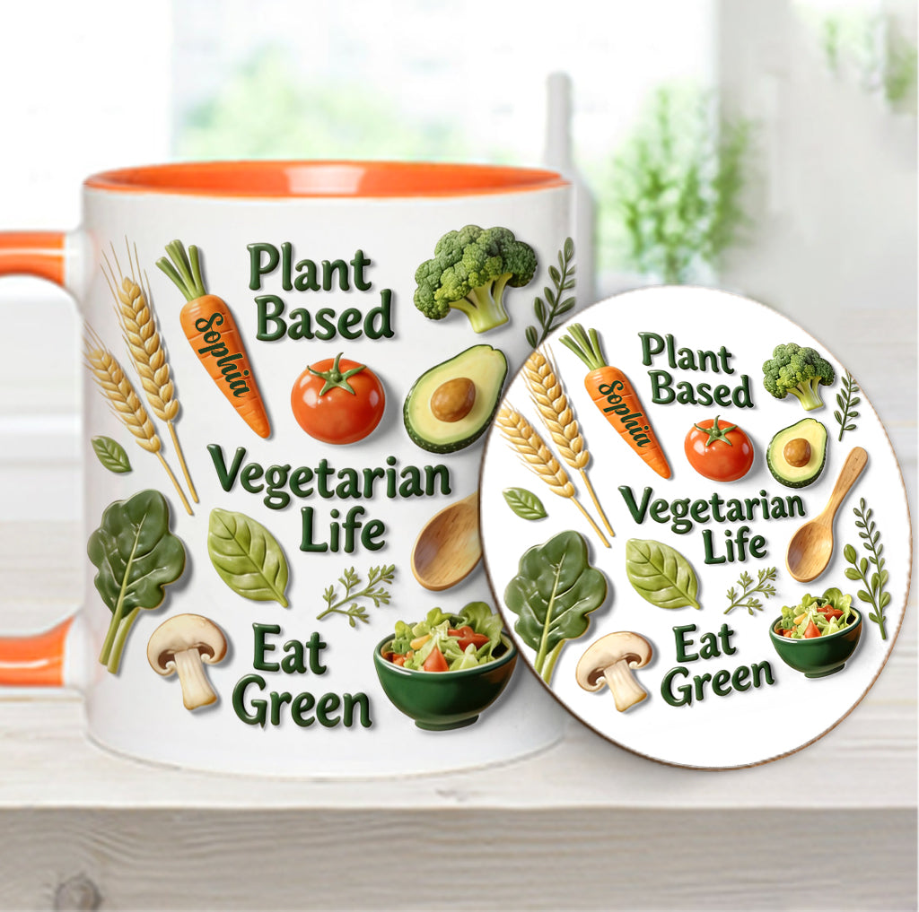 Vie végétarienne - Mug et sous-verre personnalisés avec une touche vétérinaire