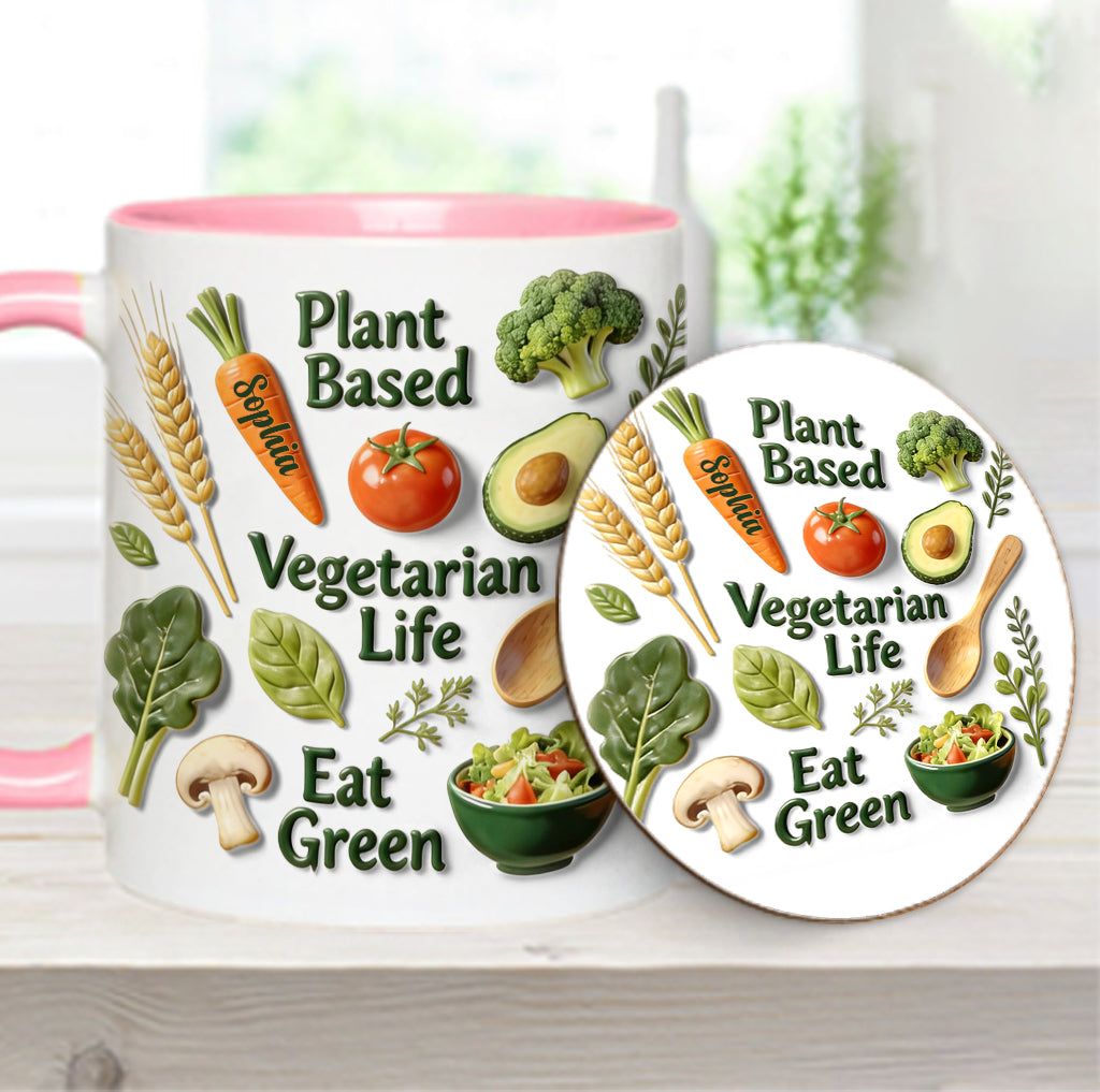 Vie végétarienne - Mug et sous-verre personnalisés avec une touche vétérinaire
