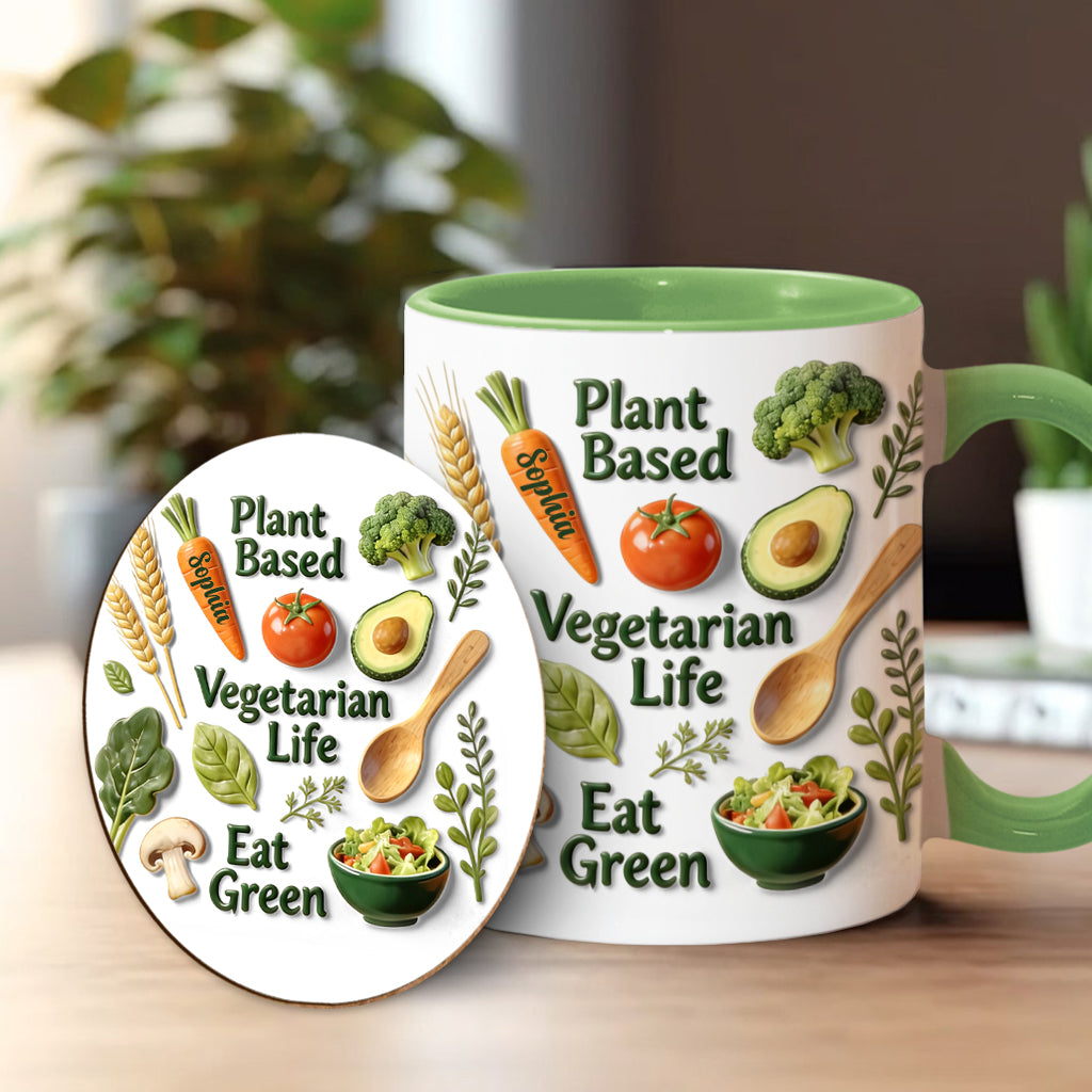 Vie végétarienne - Mug et sous-verre personnalisés avec une touche vétérinaire