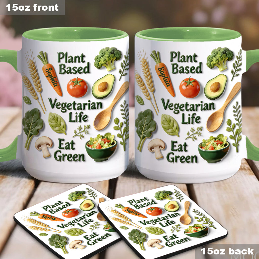 Vie végétarienne - Mug et sous-verre personnalisés avec une touche vétérinaire