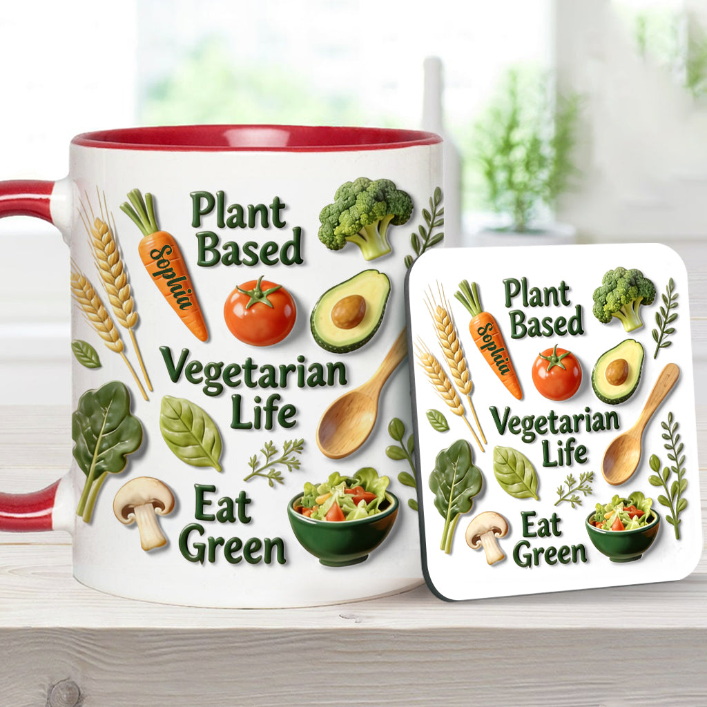 Vie végétarienne - Mug et sous-verre personnalisés avec une touche vétérinaire