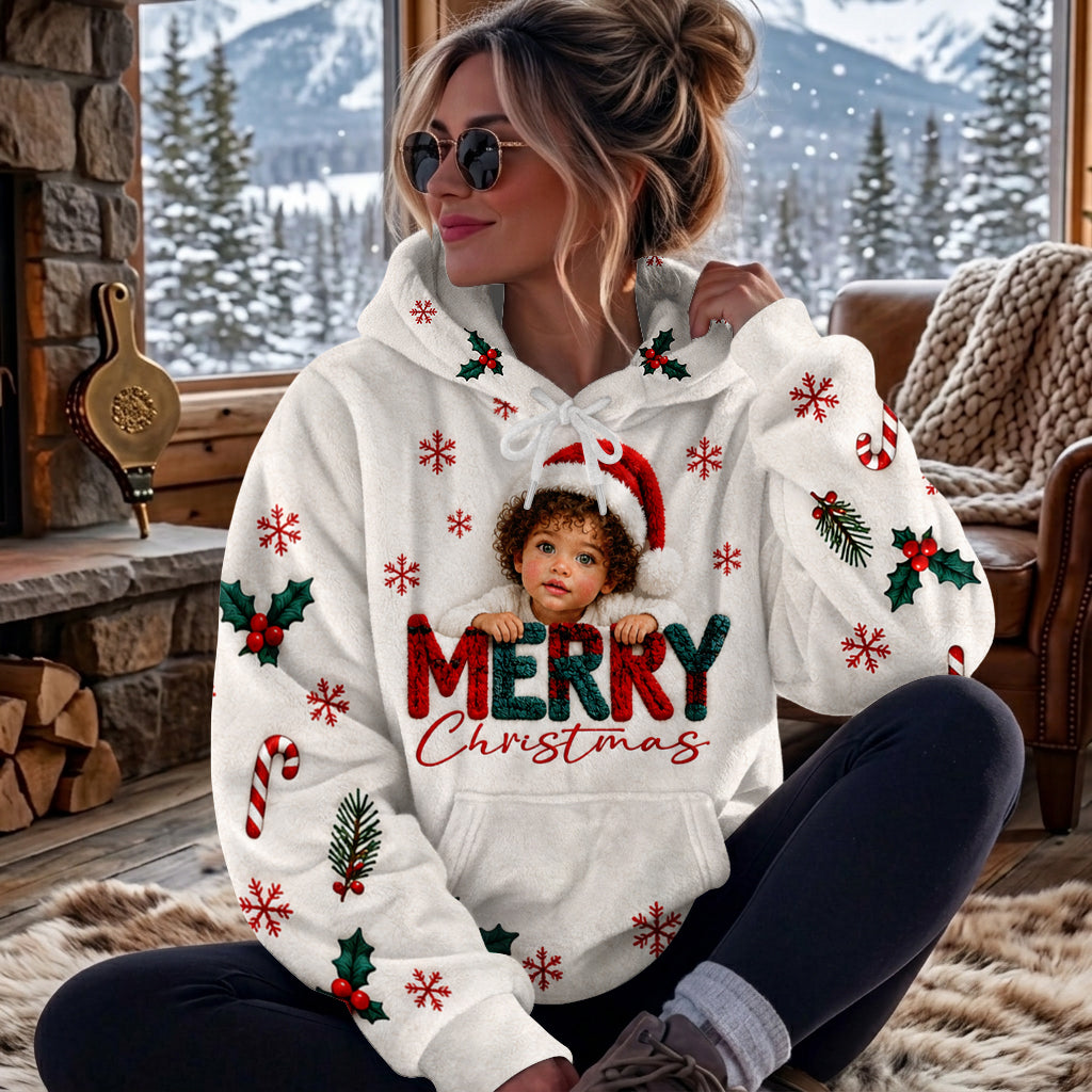 Merry Christmas - Personalized Kid Fleece Hoodie