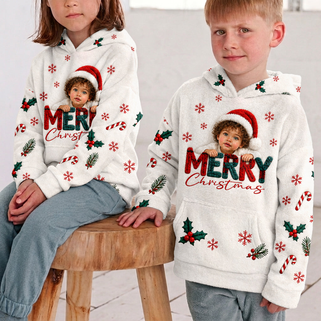 Merry Christmas - Personalized Kid Fleece Hoodie