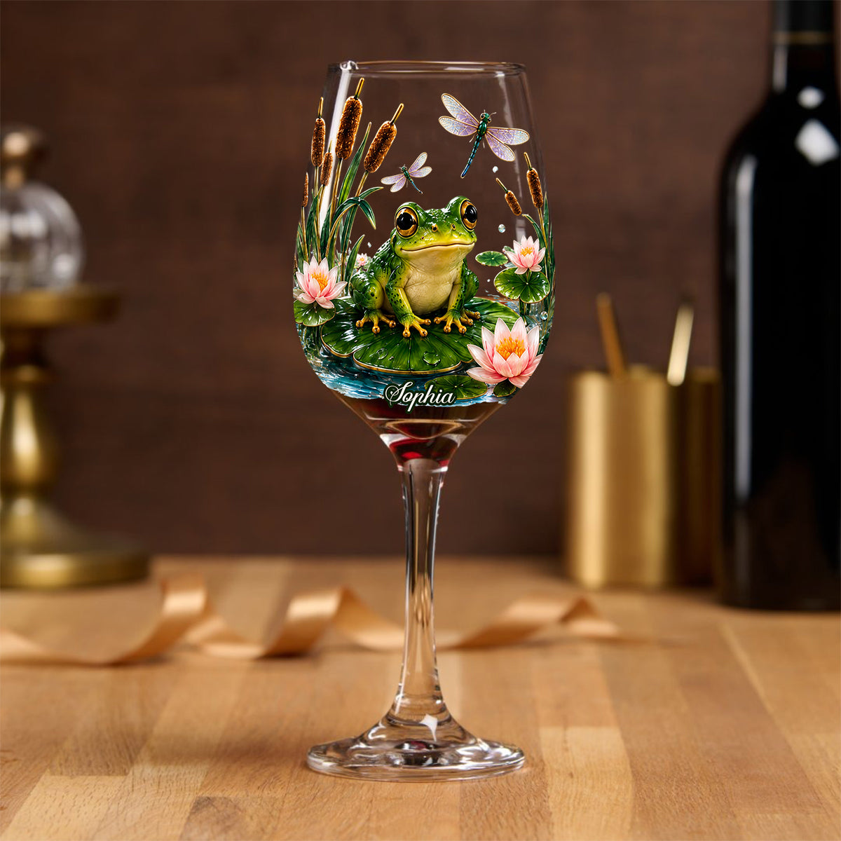 Every Sip Feels Closer To Nature - Personalized Frog Wine Glass With Long Stem