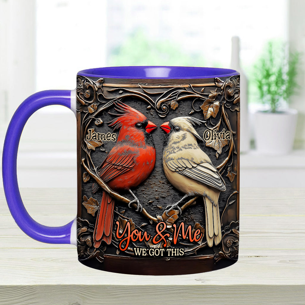 Cardinal Bird Couple - Personalized Couple Accent Mug