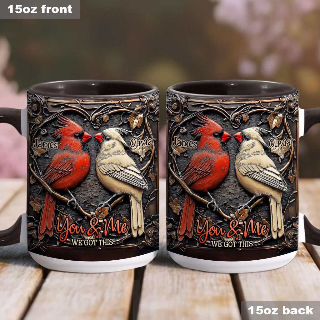 Cardinal Bird Couple - Personalized Couple Accent Mug