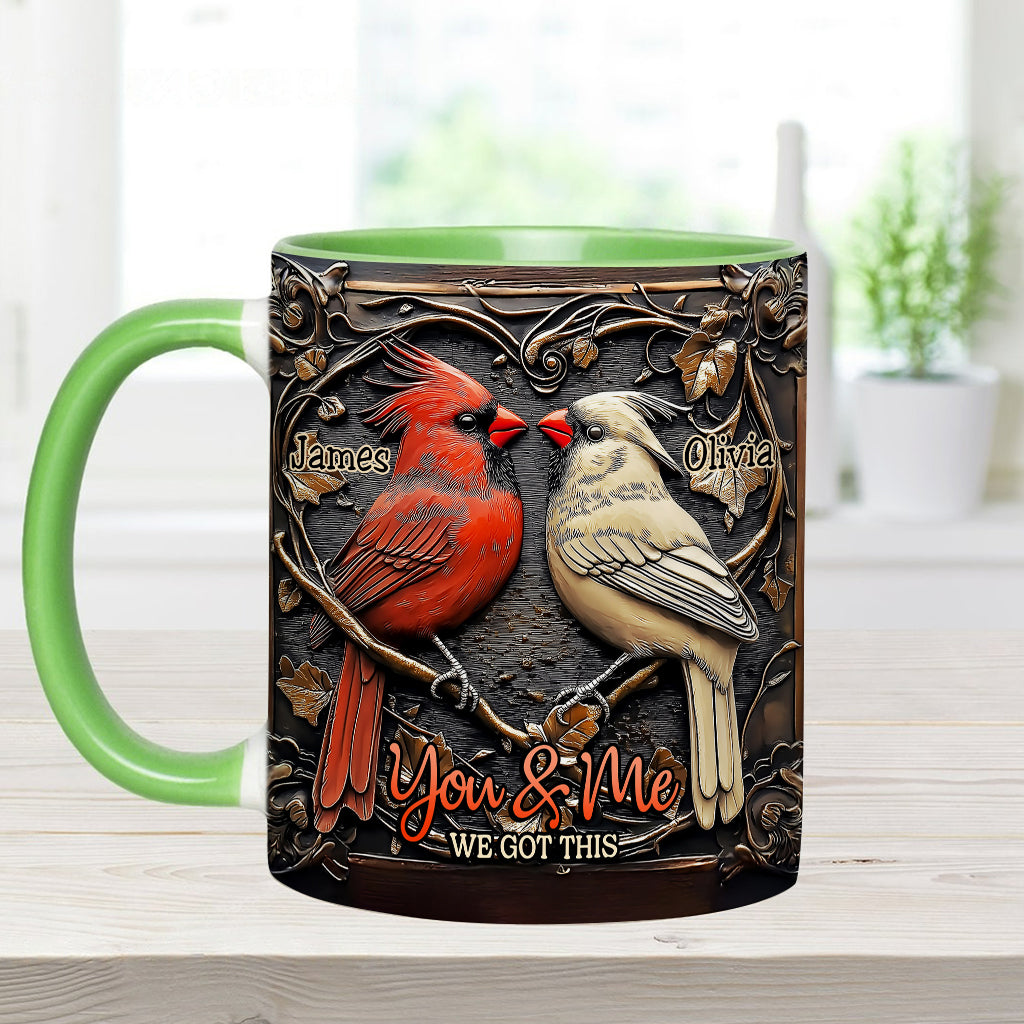Cardinal Bird Couple - Personalized Couple Accent Mug