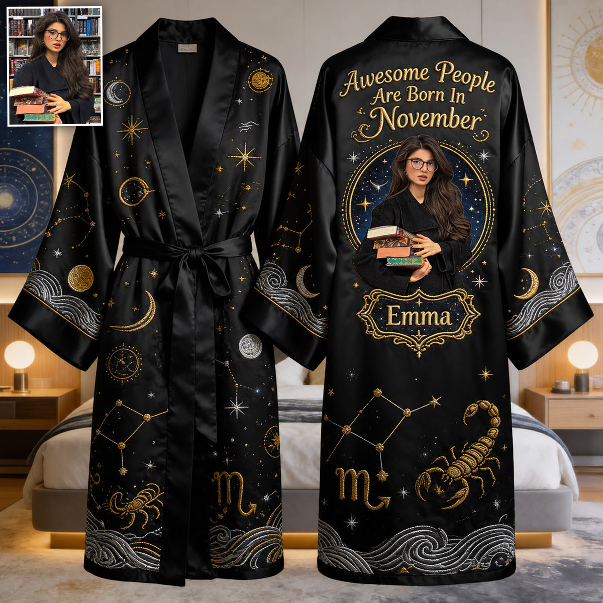 Fantastische Menschen - Personalisierter Horoskop Satin Morgenmantel