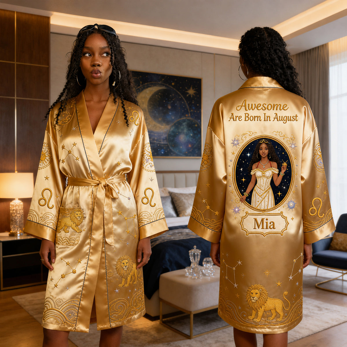 Fantastische Menschen - Personalisierter Horoskop Satin Morgenmantel