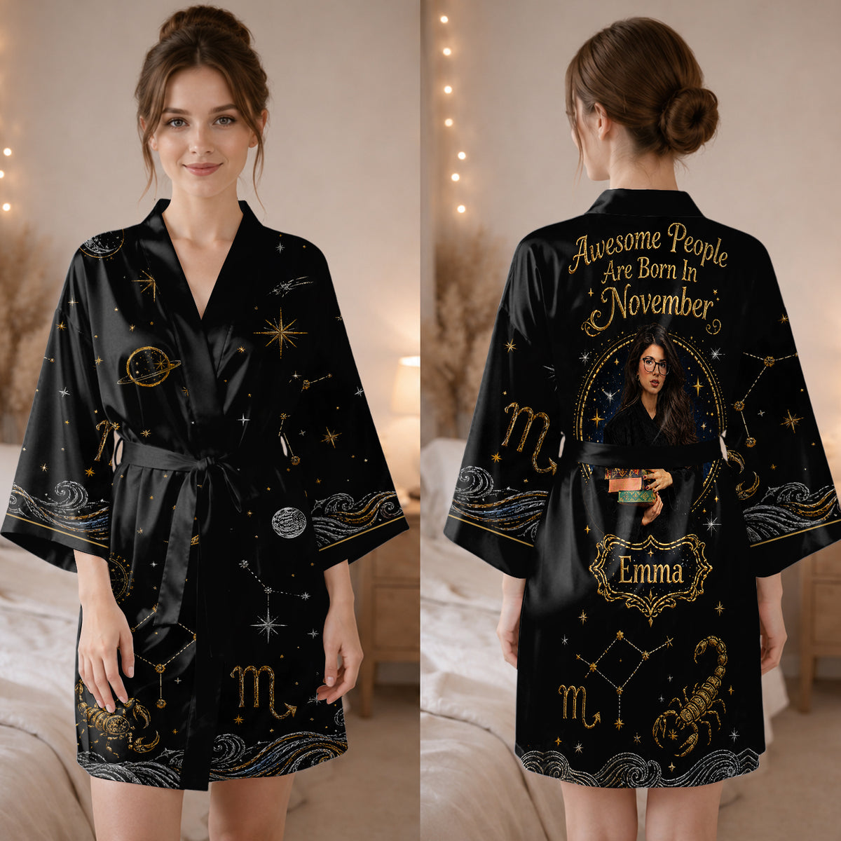 Fantastische Menschen - Personalisierter Horoskop Satin Morgenmantel