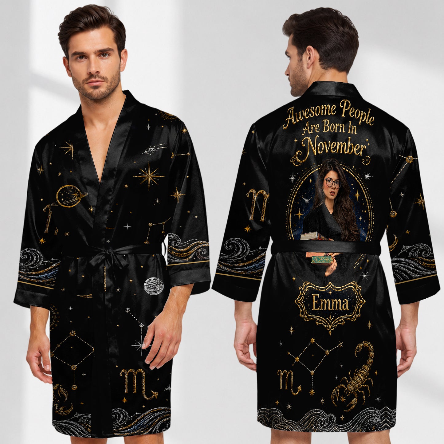 Fantastische Menschen - Personalisierter Horoskop Satin Morgenmantel
