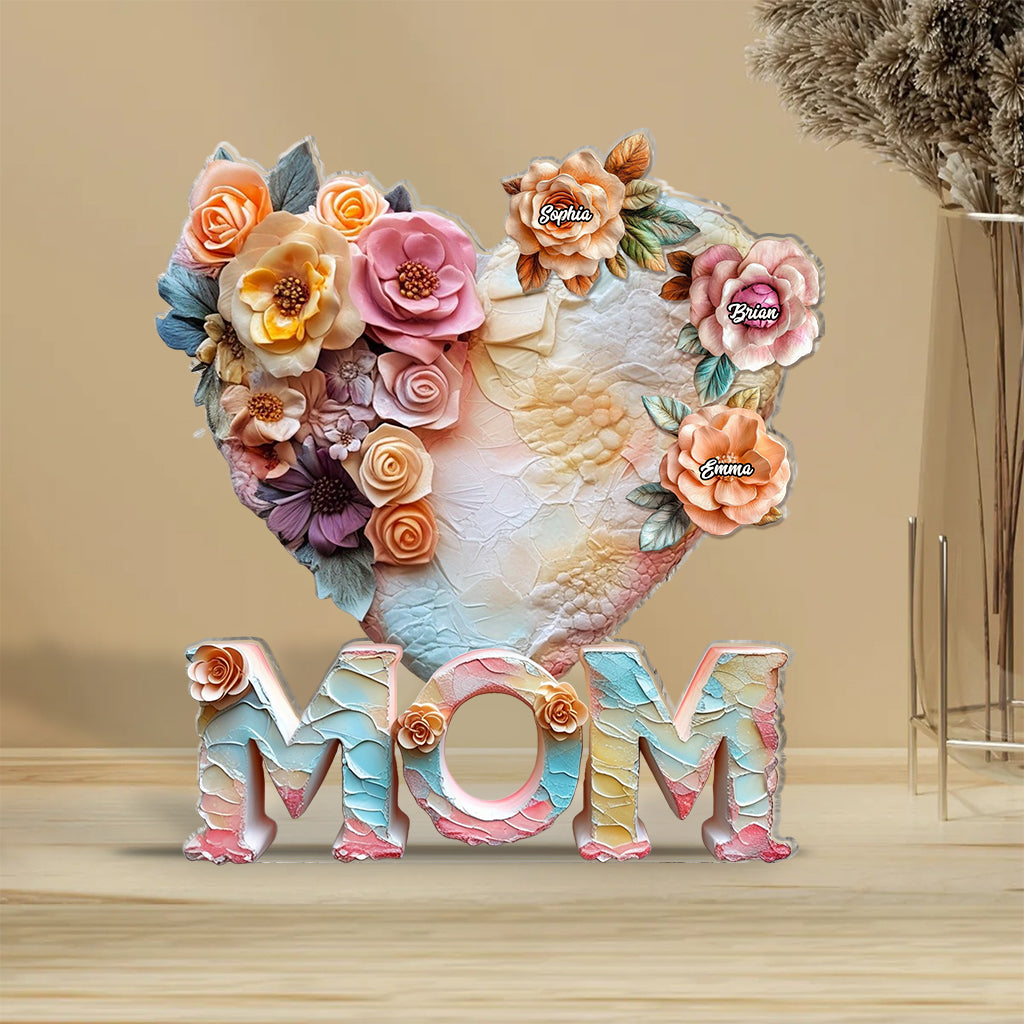 Floral Motherhood - Personalized Mother Custom Shaped Acrylic Plaque