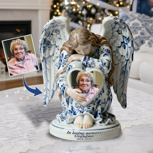 In Loving Memory Toile De Jouy Angel - Personalized Memorial Custom Shaped Acrylic Plaque