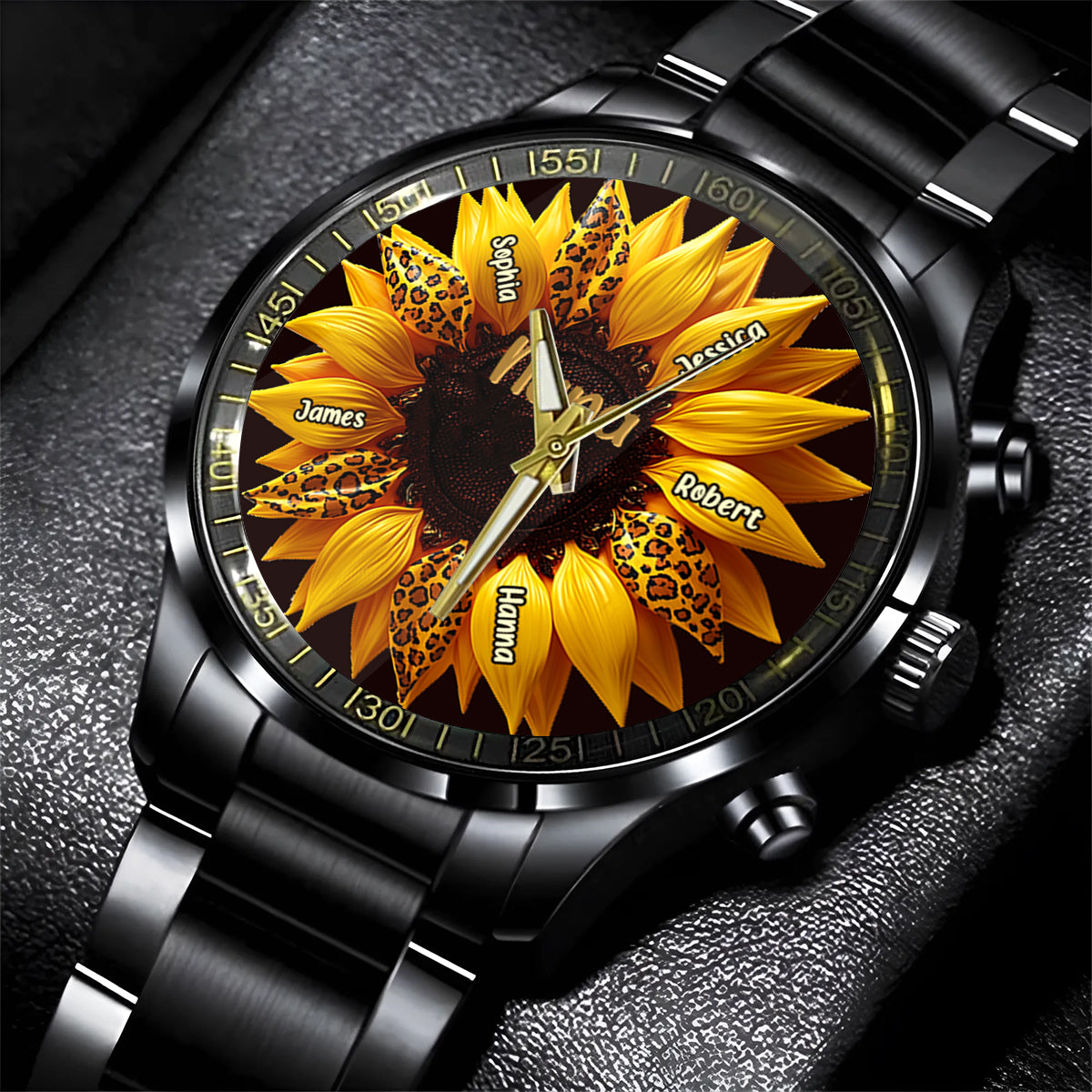 Nana, Mom, Auntie Family Sunflower - Personalized Grandma Hand Watch
