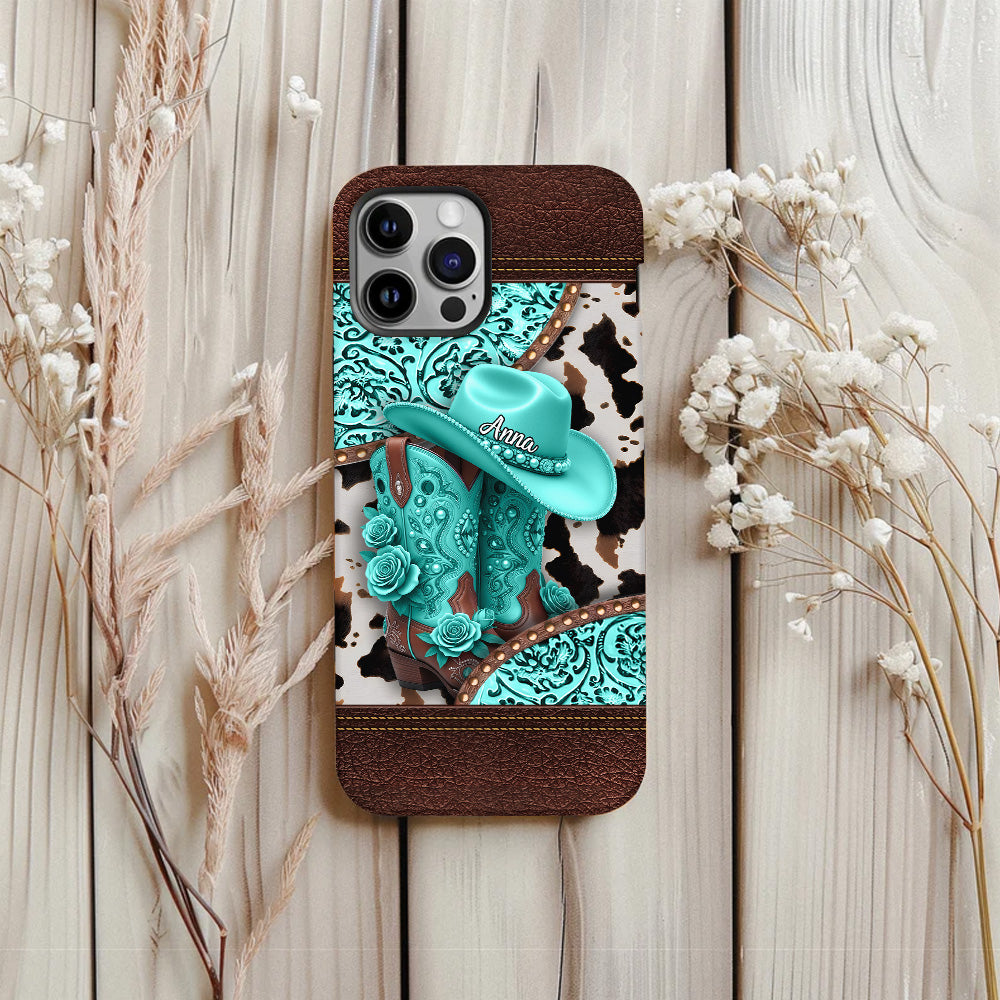 Western-Cowgirl-Stiefel – Personalisierte Handyhülle mit Cowgirl-Vollprint