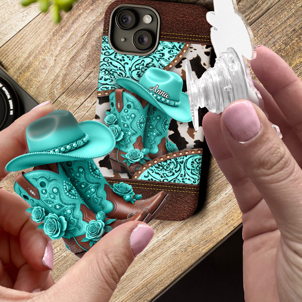 Western-Cowgirl-Stiefel – Personalisierte Handyhülle mit Cowgirl-Vollprint