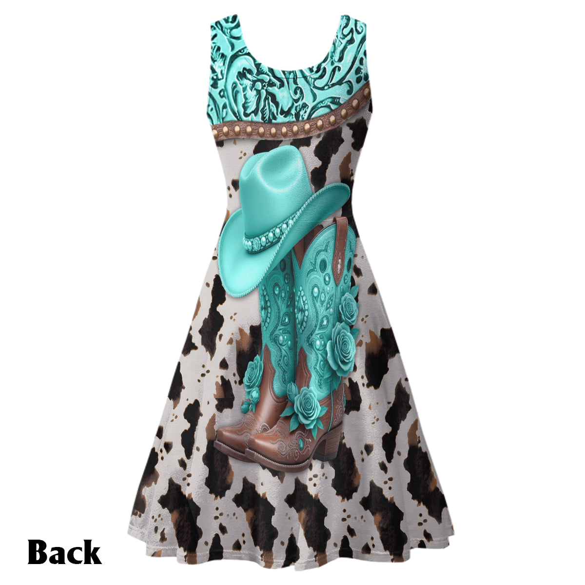 Western-Cowgirl-Stiefel - Personalisiertes ärmelloses Cowgirl-Kleid