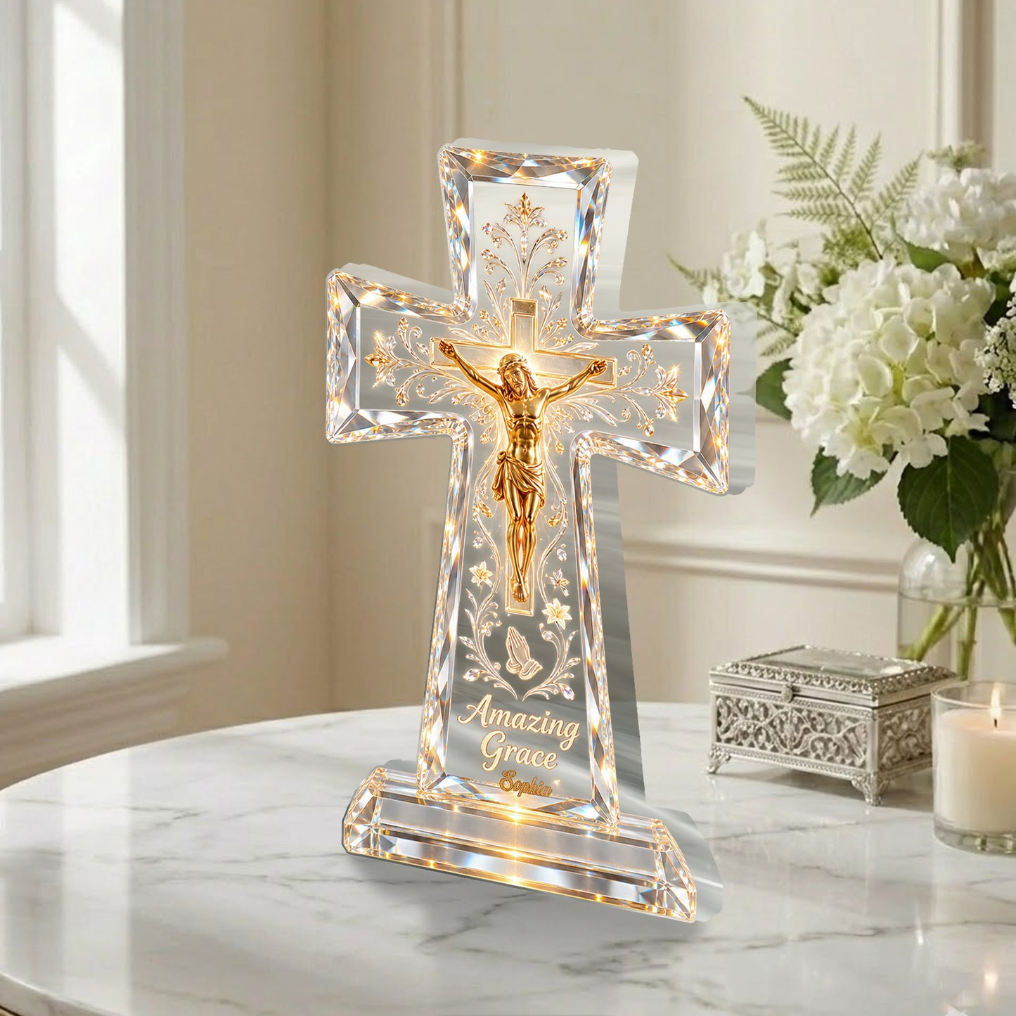 Amazing Grace - Personalisierte Christliche 2-Seiten Acrylplakette