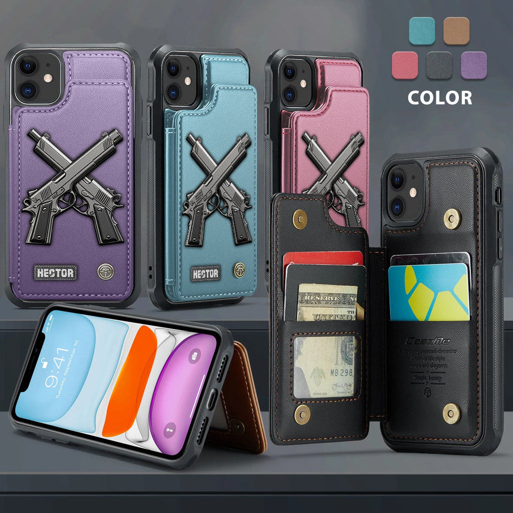 Étui portefeuille pour téléphone avec pistolets croisés - Équipement tactique personnalisé