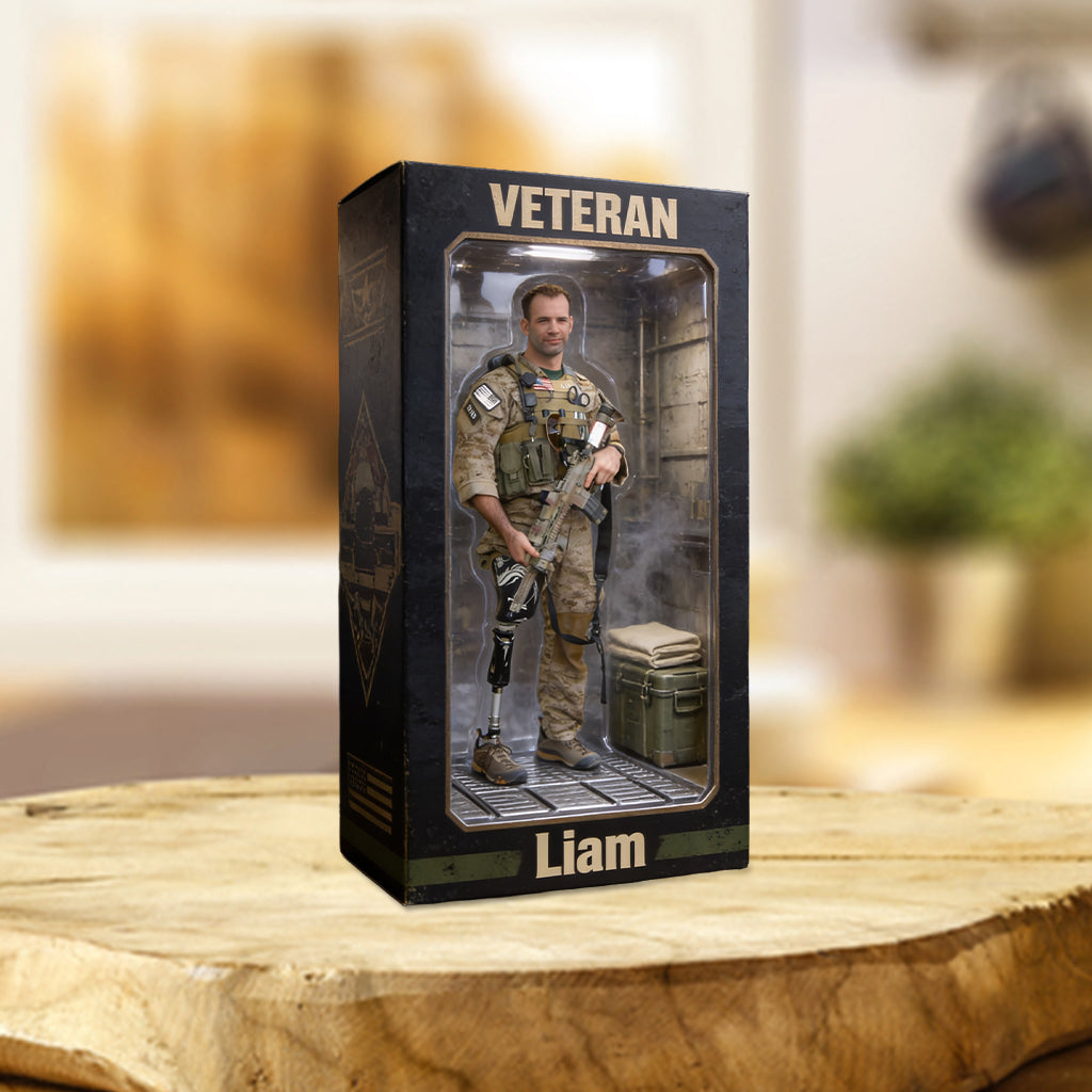 Boîte Héros Militaire - Plaque Acrylique Personnalisée en Forme de Vétéran