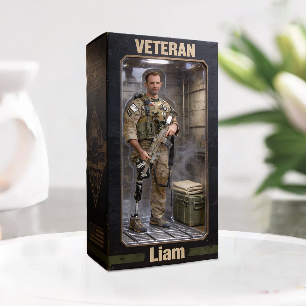 Boîte Héros Militaire - Plaque Acrylique Personnalisée en Forme de Vétéran