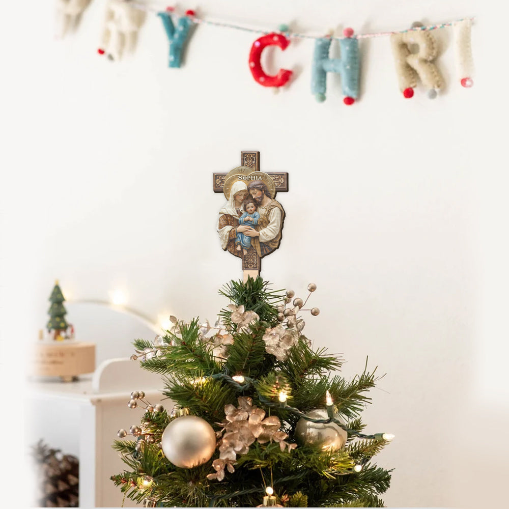Die Heilige Familie – Personalisierter christlicher Baumspitzer