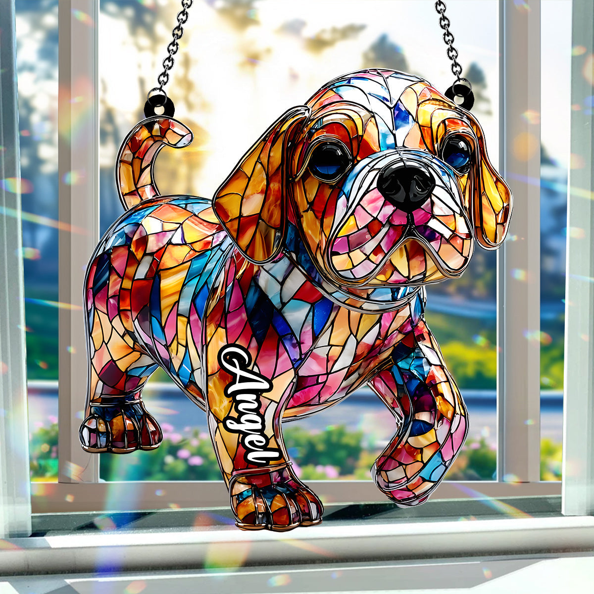 Niedliche Bulldogge – Personalisierter Fensterhänger mit französischer Bulldogge 