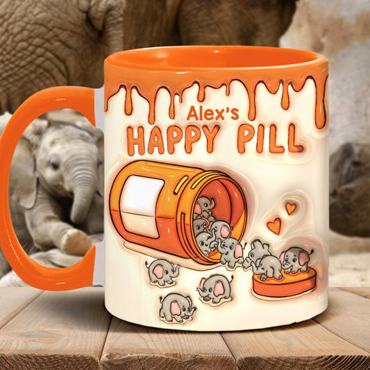 Meine Glückspille – Personalisierte Tasse mit Elefantenmotiv