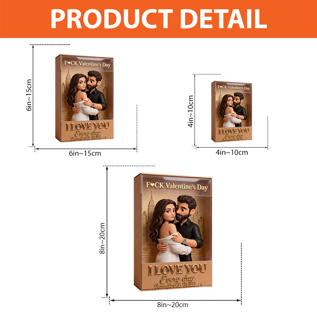 Je t'aime chaque jour - Plaque acrylique personnalisée pour couple - Forme personnalisée