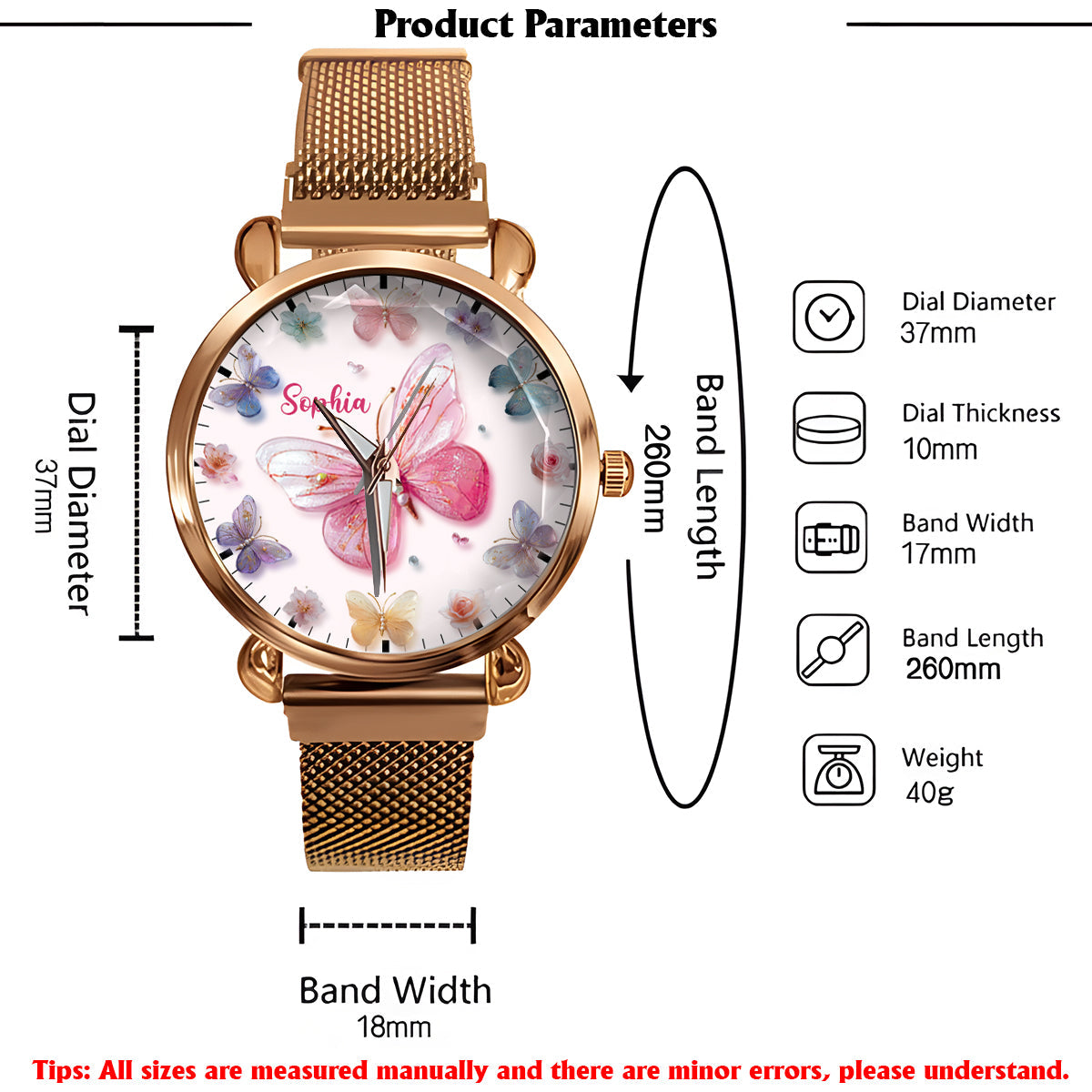 Crystal Butterflies - Personalized Butterfly Women Hand Watch