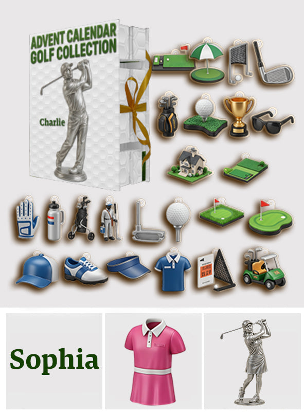 Collection Golf - Calendrier de l'Avent de golf pliable et personnalisé avec décorations