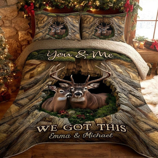 Cadeau idéal pour un couple - Ensemble de courtepointe de chasse personnalisé